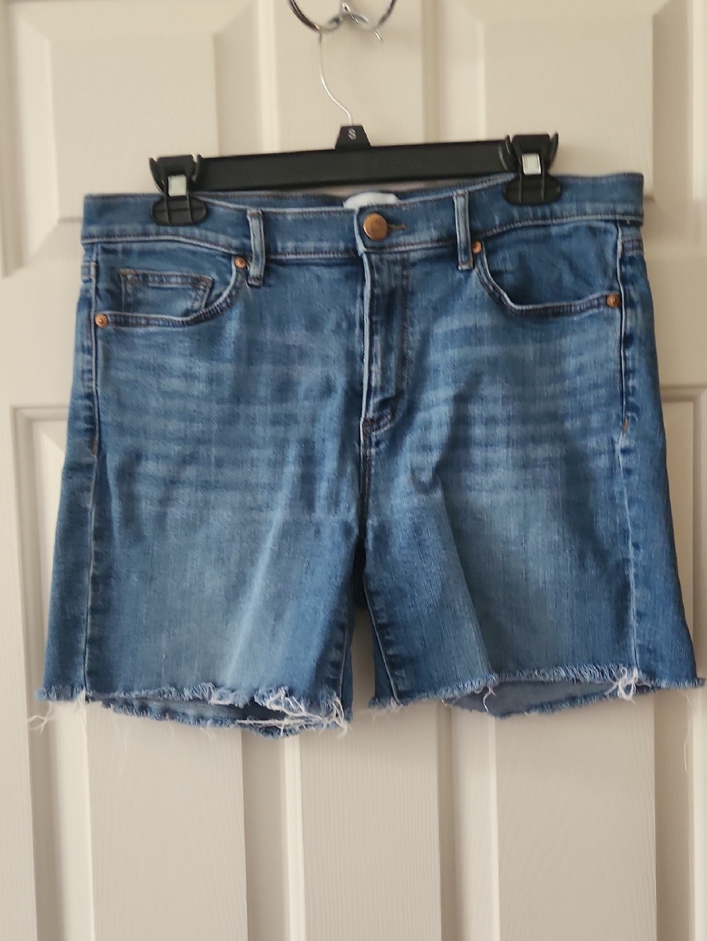 LOFT Blue Denim Cutoff Shorts with Frayed Hem